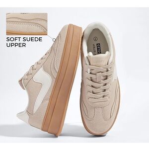 Lucky Step Women's Beige Suede Sneakers